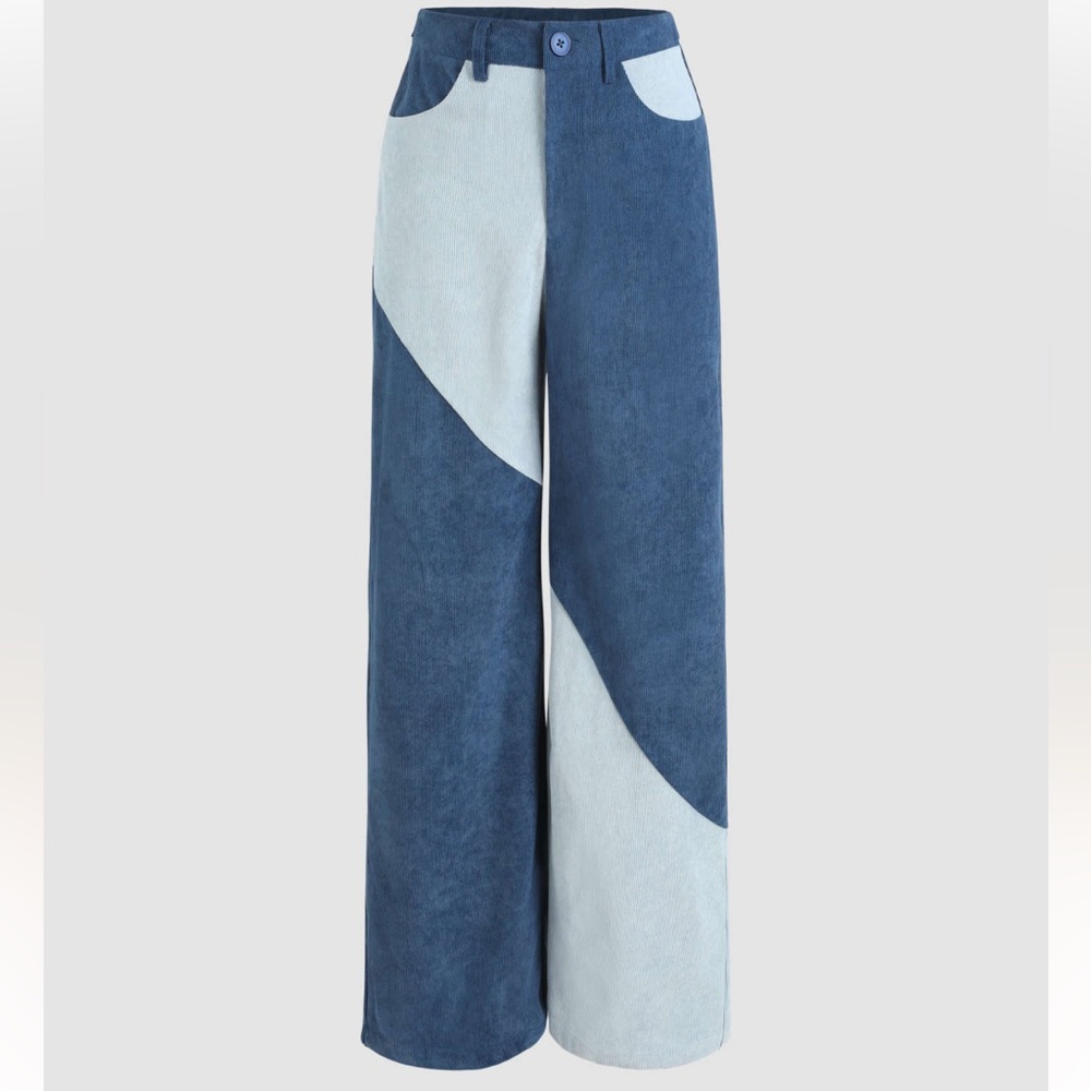 Patchy Corduroy High Waist Wide Leg Trouser by Cider